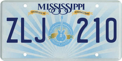 MS license plate ZLJ210