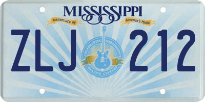 MS license plate ZLJ212