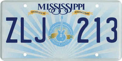 MS license plate ZLJ213