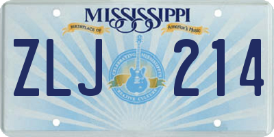 MS license plate ZLJ214
