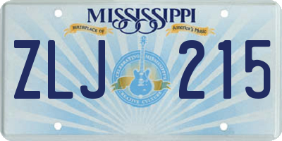 MS license plate ZLJ215