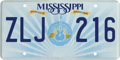 MS license plate ZLJ216
