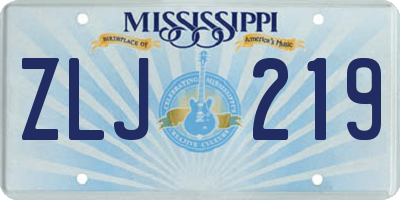 MS license plate ZLJ219