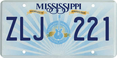 MS license plate ZLJ221