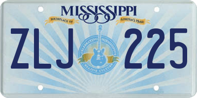 MS license plate ZLJ225