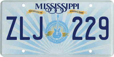 MS license plate ZLJ229