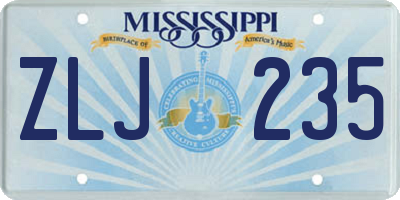 MS license plate ZLJ235