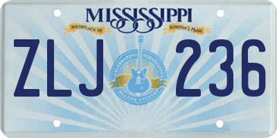 MS license plate ZLJ236