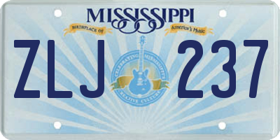 MS license plate ZLJ237