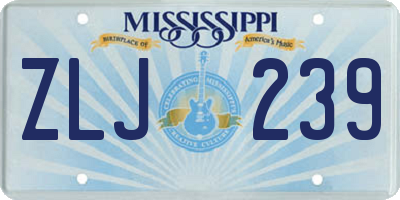 MS license plate ZLJ239