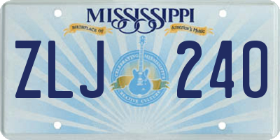 MS license plate ZLJ240