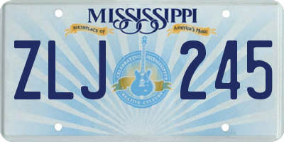 MS license plate ZLJ245