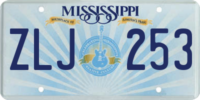 MS license plate ZLJ253