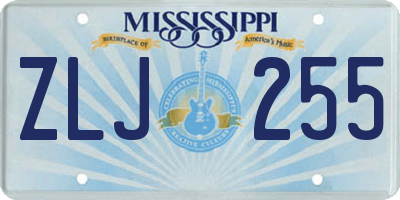 MS license plate ZLJ255