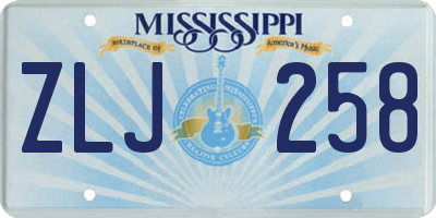 MS license plate ZLJ258