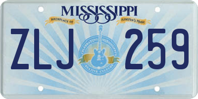 MS license plate ZLJ259