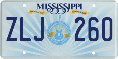 MS license plate ZLJ260