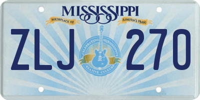 MS license plate ZLJ270