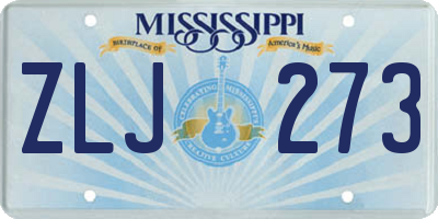MS license plate ZLJ273