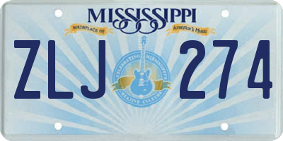MS license plate ZLJ274