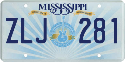 MS license plate ZLJ281