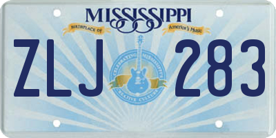 MS license plate ZLJ283
