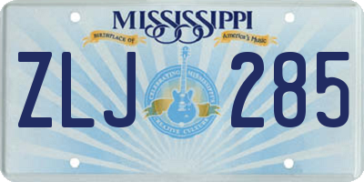MS license plate ZLJ285