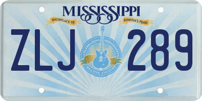 MS license plate ZLJ289