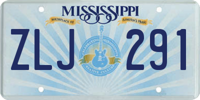 MS license plate ZLJ291