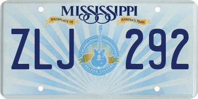 MS license plate ZLJ292