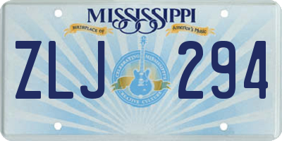 MS license plate ZLJ294