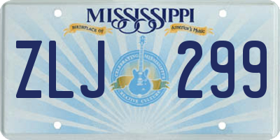 MS license plate ZLJ299