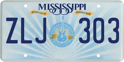MS license plate ZLJ303