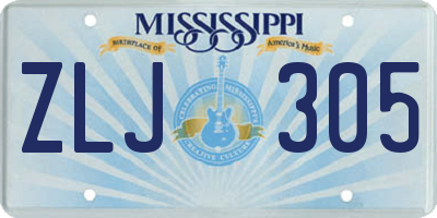 MS license plate ZLJ305