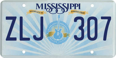 MS license plate ZLJ307