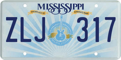 MS license plate ZLJ317