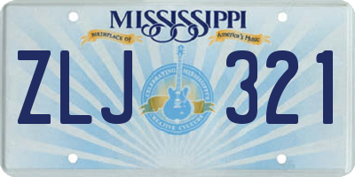 MS license plate ZLJ321