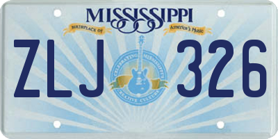MS license plate ZLJ326