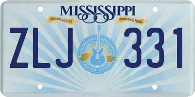 MS license plate ZLJ331