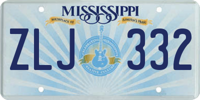 MS license plate ZLJ332