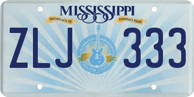 MS license plate ZLJ333