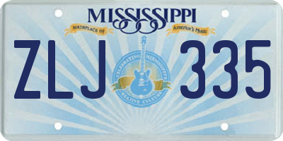 MS license plate ZLJ335