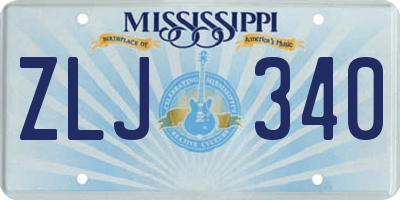 MS license plate ZLJ340