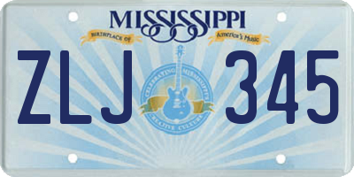 MS license plate ZLJ345