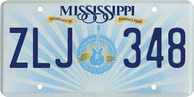 MS license plate ZLJ348