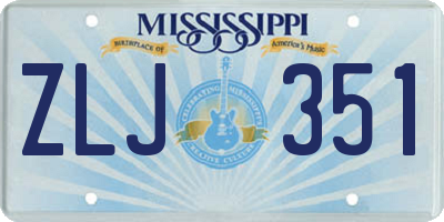 MS license plate ZLJ351