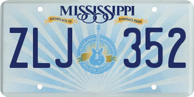 MS license plate ZLJ352