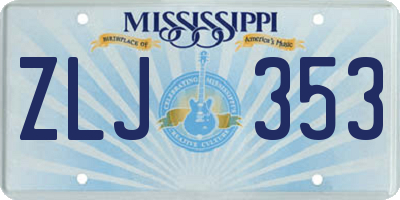 MS license plate ZLJ353