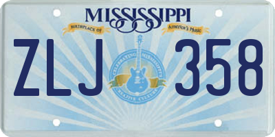 MS license plate ZLJ358