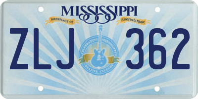 MS license plate ZLJ362
